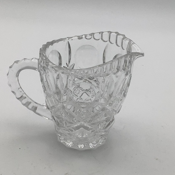 Vintage Leonard Handmade Lead Crystal Covered Sugar, Creamer and Tray Set - Picture 8 of 16